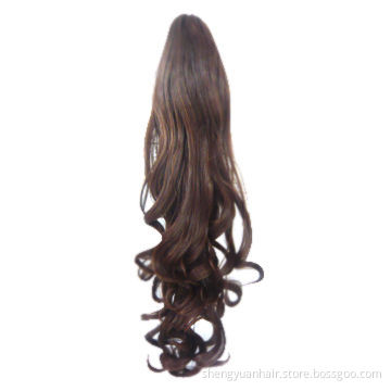 Synthetic hair clip ponytail in red, ideal for woman